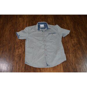 Craft And Flow Men’s Size Small Button Down Shirt Gray Wooden Buttons Dress